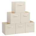 Collapsible Fabric Storage Cubes with Handles, 11 Inch, Set of 6, Beige