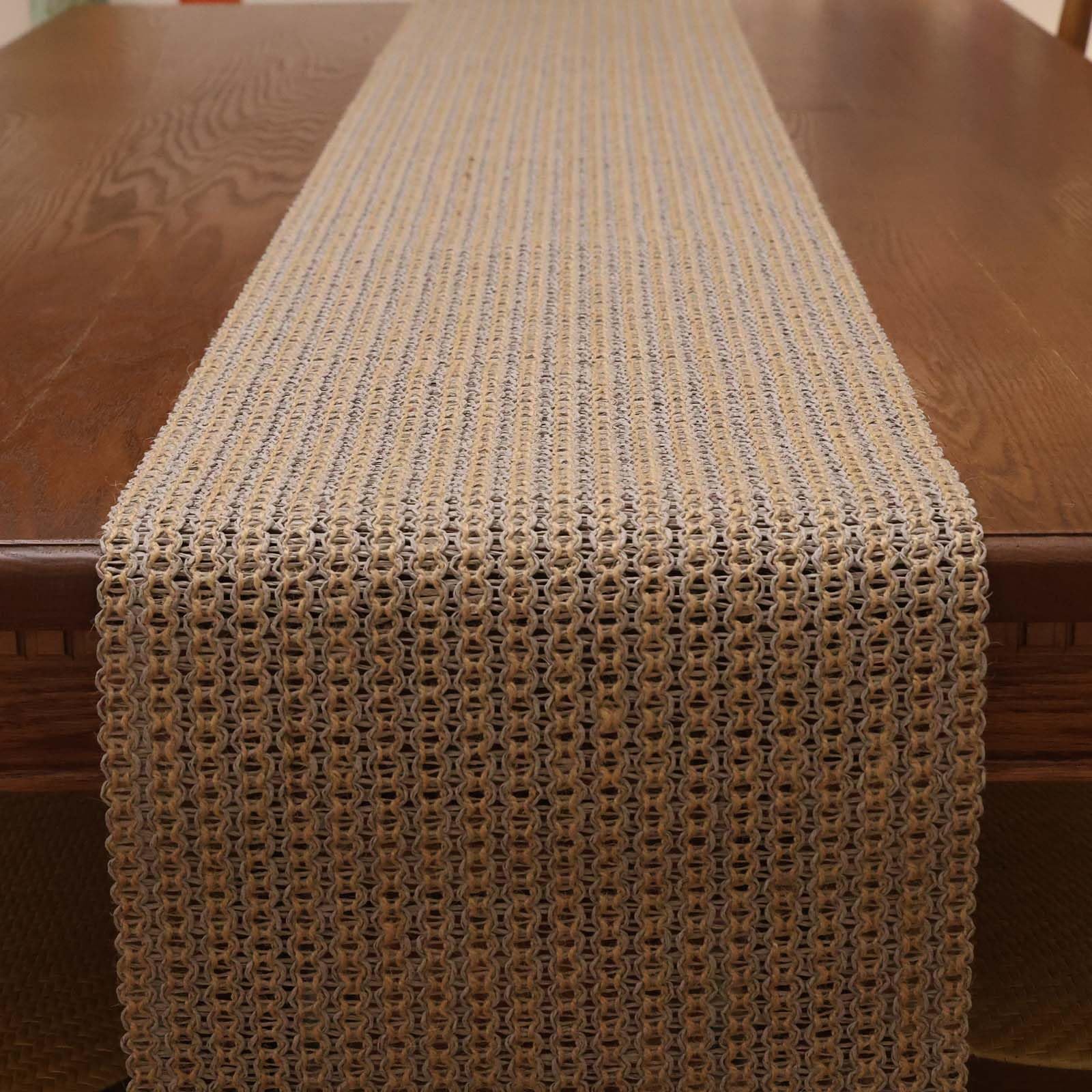 Braided Farmhouse Table Runner, Jute & Paper, 12 x 72 Inch, Grey