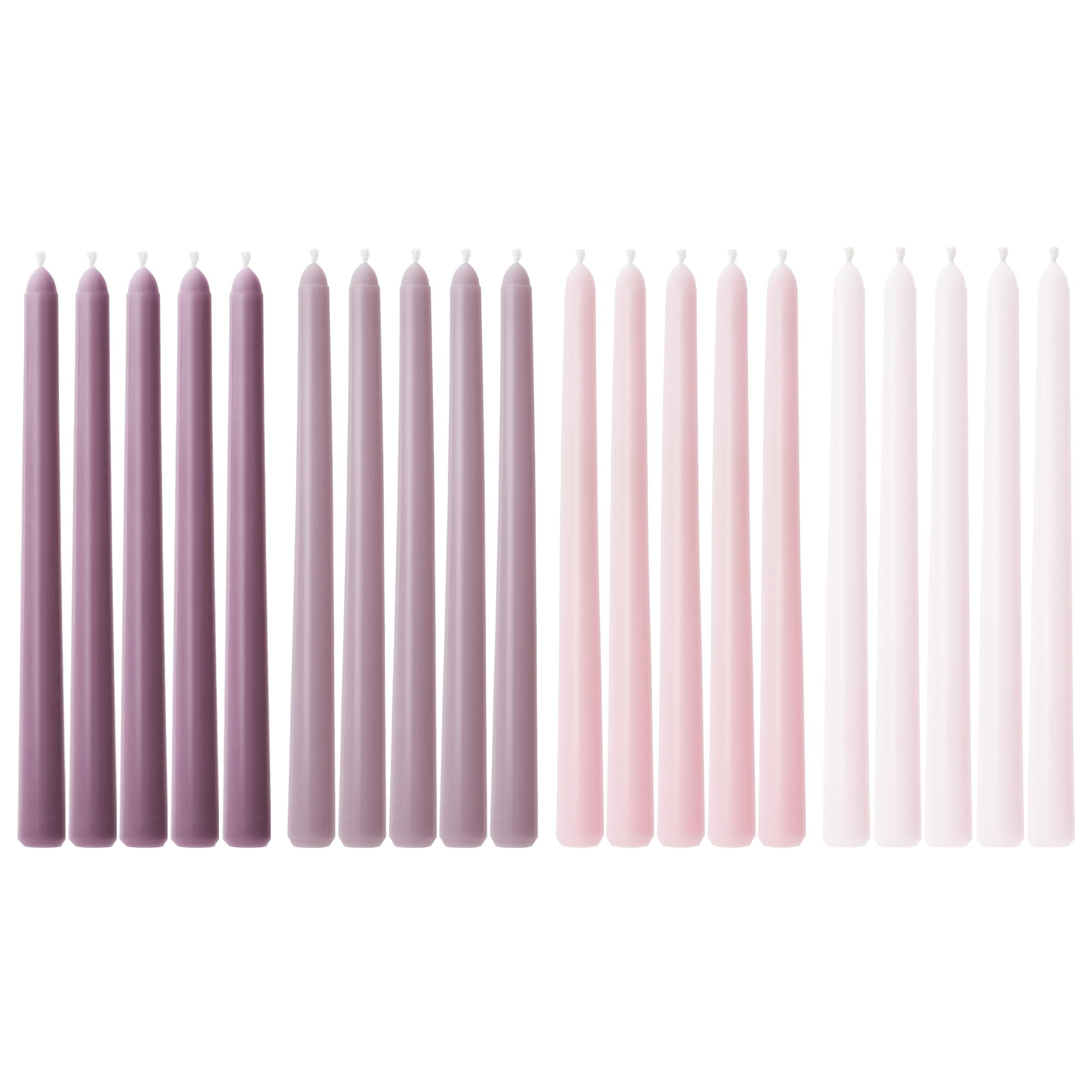 Viyffo Taper Candles 10 Inch Purple Set of 20 Unscented Dripless Smokeless Long Tall Tapered Candlesticks Wedding Home Decor Dinner Natural Color Series