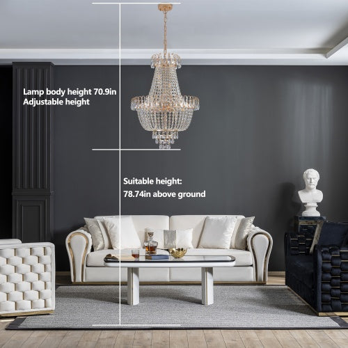 Golden Crystal Chandelier, Large Modern Luxury Style