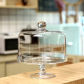 Large Glass Cake Tray with Transparent Dust Cover
