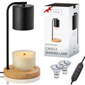 Candle Warmer Lamp with Timer and Dimmer & Includes 2 Bulbs Electric Wax Candle Lamp Warmer for Jar Candles Home Decor Aesthetic and House Warming Gifts - Black Wood