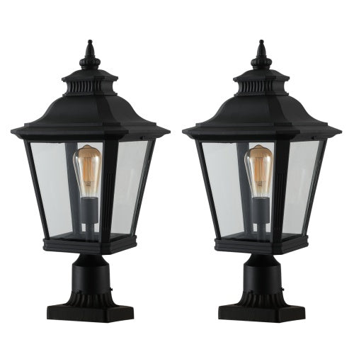 Outdoor Glass Pillar Light Fixture, 2-Pack