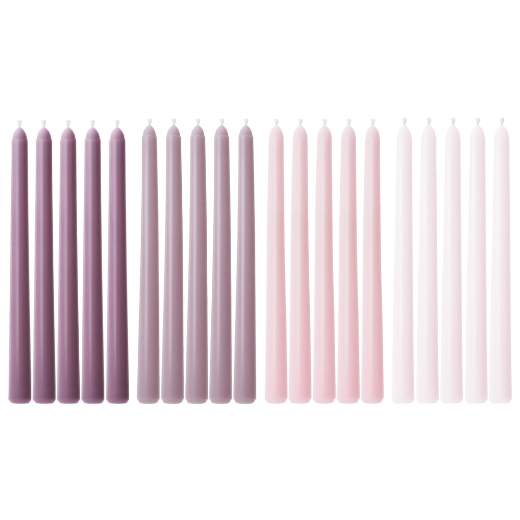 Viyffo Taper Candles 10 Inch Purple Set of 20 Unscented Dripless Smokeless Long Tall Tapered Candlesticks Wedding Home Decor Dinner Natural Color Series