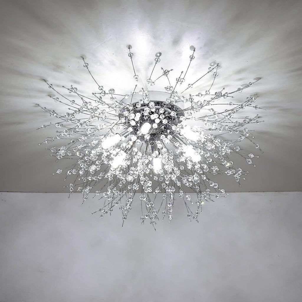 Crystal Recessed Chandelier, Modern Satellite Style