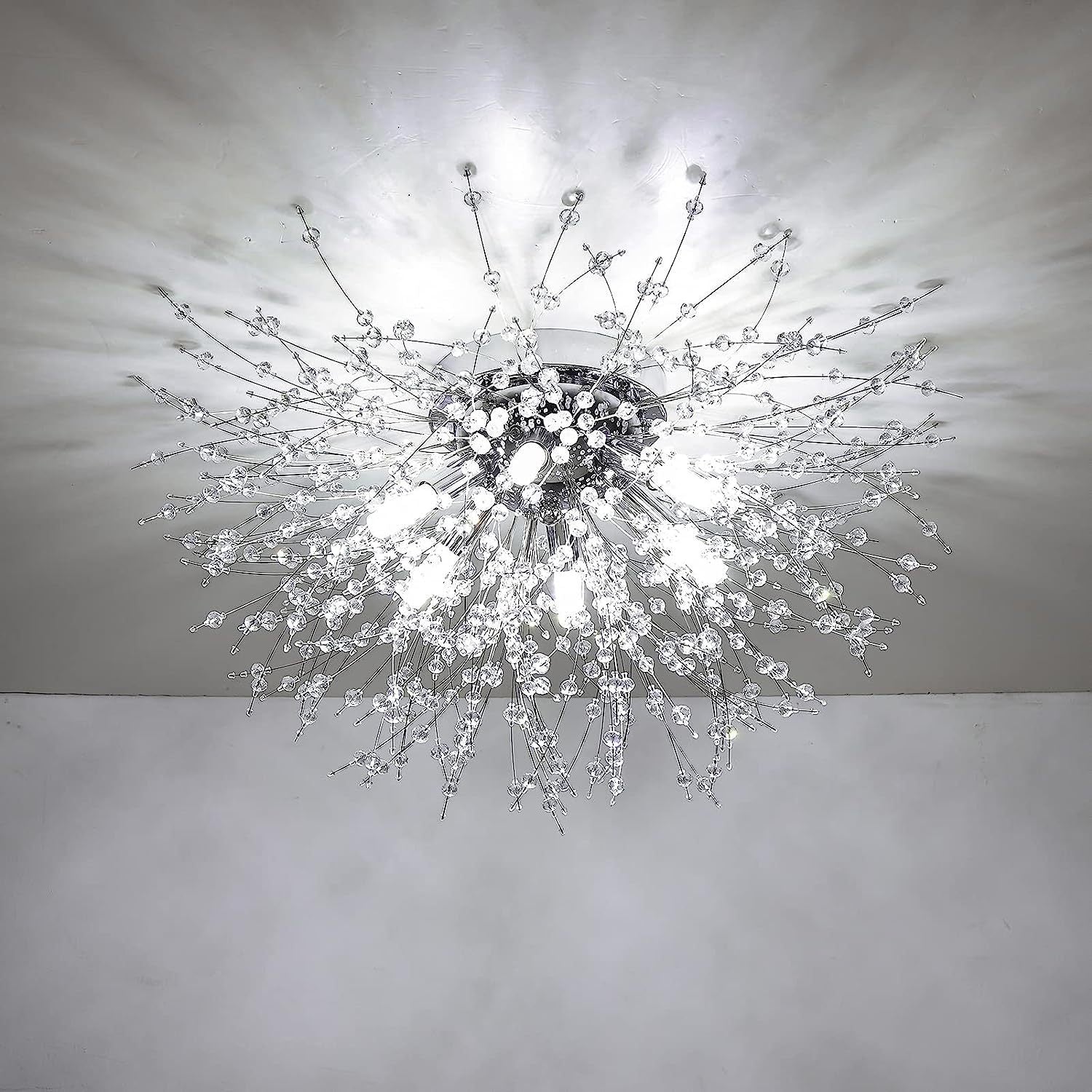 Crystal Recessed Chandelier, Modern Satellite Style