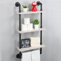 MBQQ Industrial Pipe Shelf Bathroom Shelves Wall Mounted19.6in Rustic Wood Shelf with Towel Bar3 Tier Farmhouse Towel Rack Over ToiletPipe Shelving Floating Shelves Towel HolderRetro Grey