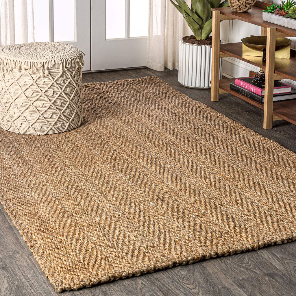 JONATHAN Y NFR101A-6 Espina Hand Woven Herringbone Chunky Jute Natural 6 ft. x 9 ft. Area Rug Easy to Clean Non-Shedding for Home Kitchen Living Room Bedroom Dining Room