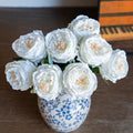 Real Touch Artificial Rose & Peony Flowers, White, Set of 4