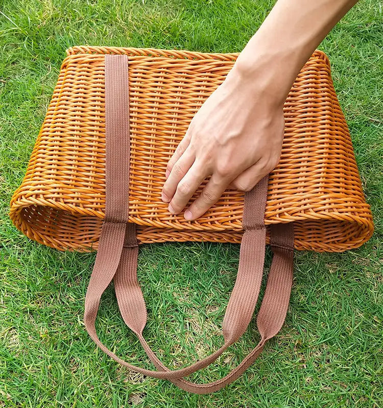 Outdoor Portable Picnic Basket with Imitation Rattan Weave