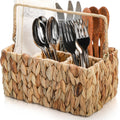 Wicker Flatware Organizer, Woven Divided Utensil Caddy