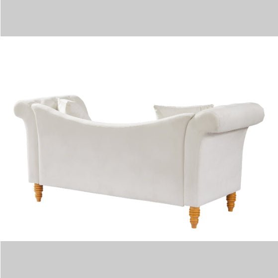 Velvet Ottoman, Beige