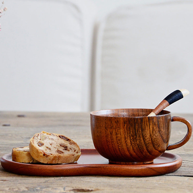 Handle Coffee Wooden Cup - Whole Ziziphus Wood Mug