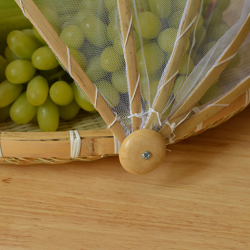 Bamboo Food Cover and Drain Basket for Kitchen Use