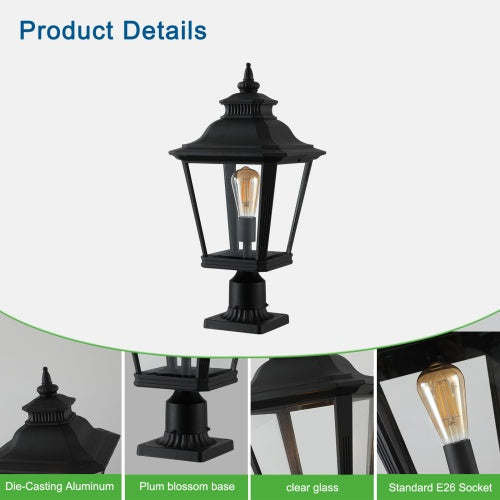 Outdoor Glass Pillar Light Fixture, 2-Pack - view 8