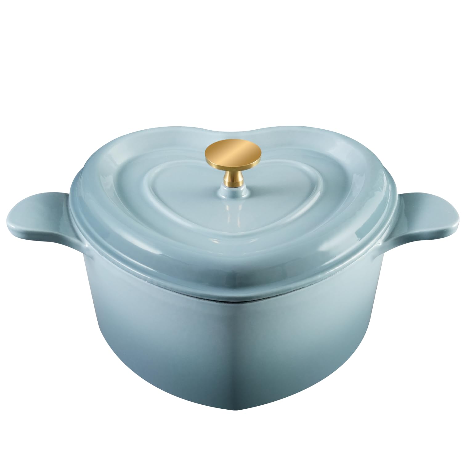 Heart-Shaped Enameled Cast Iron Dutch Oven, 3 qt, Light Blue