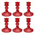 ECHFSM Glass Candlestick HolderStriped Taper Candle Holders ，Set of 6 Candle Holders for Table Centerpieces Home DecorValentines DayWeddings and Parties (Red Stripe Pattern)