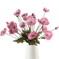 Artificial Poppy Silk Flowers with Stems, Pink, Set of 6