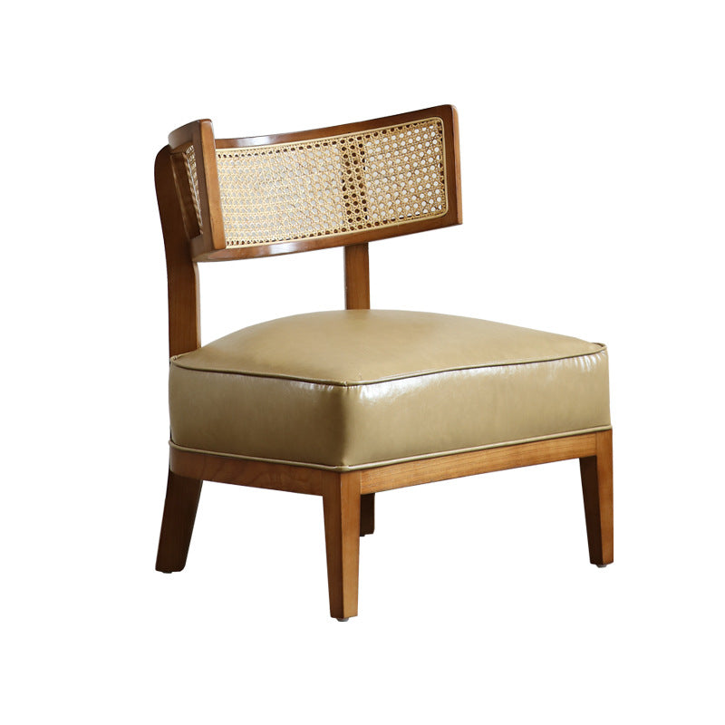 Modern Solid Wood Single Sofa with Rattan Lounge Chair