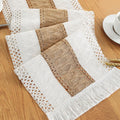 Boho Table Runner with Tassels, 72 Inch, Cream & Brown
