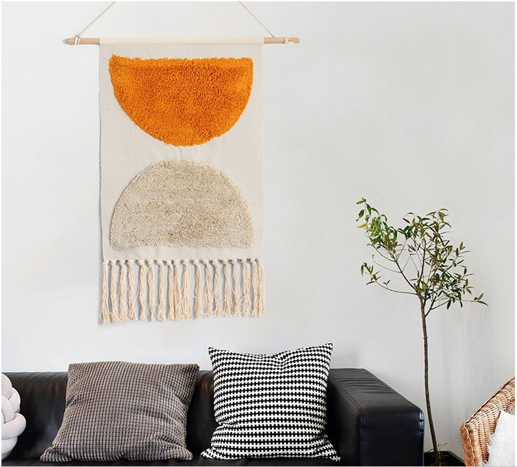 Nordic Tapestry Wall Hanging with Fringe for Bedroom