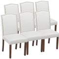 DUMOS Upholstered Dining Chairs Set of 6 Modern Upholstered Fabric Dining Room Chair with Nailhead Trim and Wood Legs Mid-Century Accent Dinner Chair for Living Room Kitchen Grey