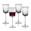 Gold Rimmed Hammered Wine Glasses — Set of 4, 10 oz
