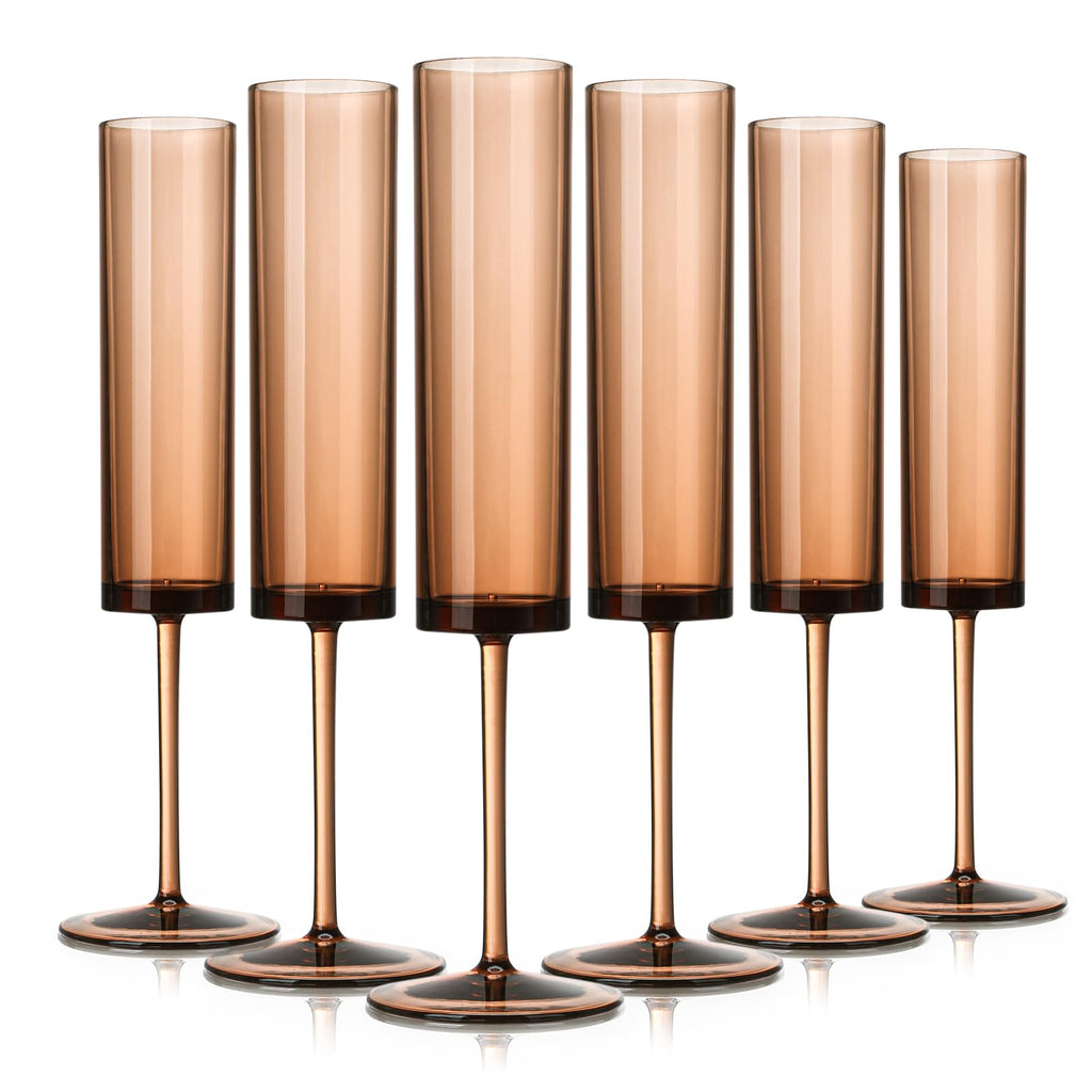 Terracotta Champagne Flutes — Set of 6, 5.4 oz