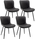 Cinxzar Leather Dining Chairs Set of 4 Upholstered Dining Room Chairs with Metal Legs Modern Dining Chair for Dining Room Kitchen (Black)