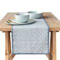 over&back Hand-Blocked Printed Cotton Table Runner, 18x90, Blue Arch