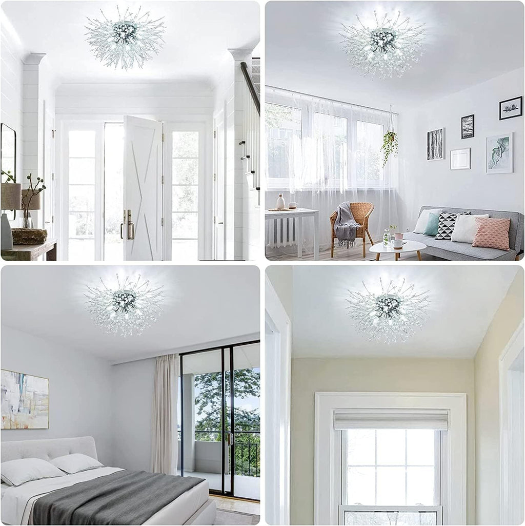 Crystal Recessed Chandelier, Modern Satellite Style