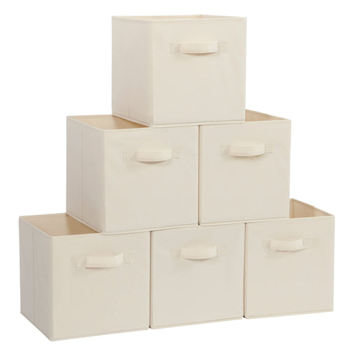 Beige Collapsible Storage Cubes — Set of 6, 11 in