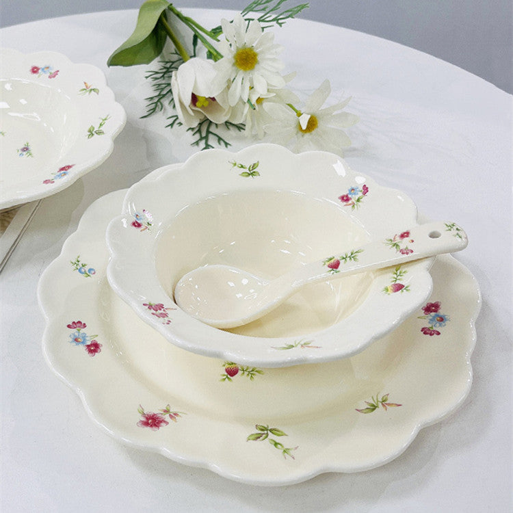 Premium Ceramic French Dessert Plate and Salad Bowl