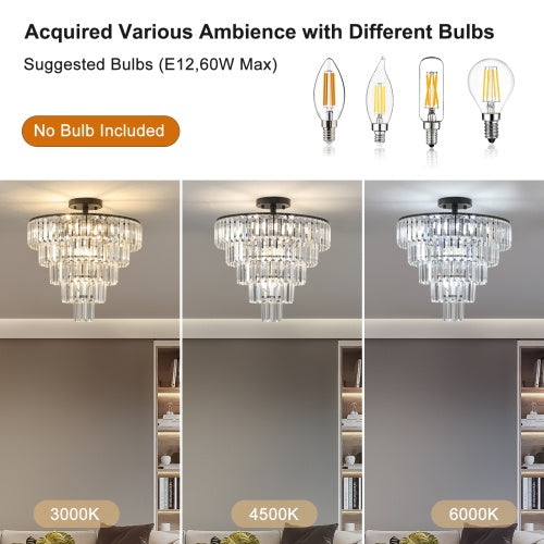 Large Black Crystal Chandelier, Contemporary Style, Dining & Living Room