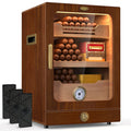 Desktop Cigar Humidor Cabinet with Cedar Wood Shelves, Brown