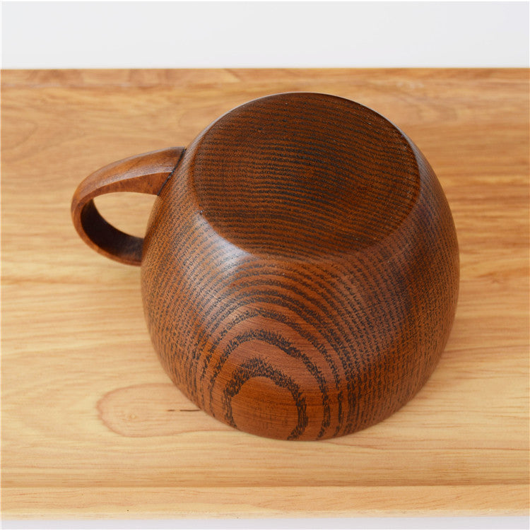 Handle Coffee Wooden Cup - Whole Ziziphus Wood Mug