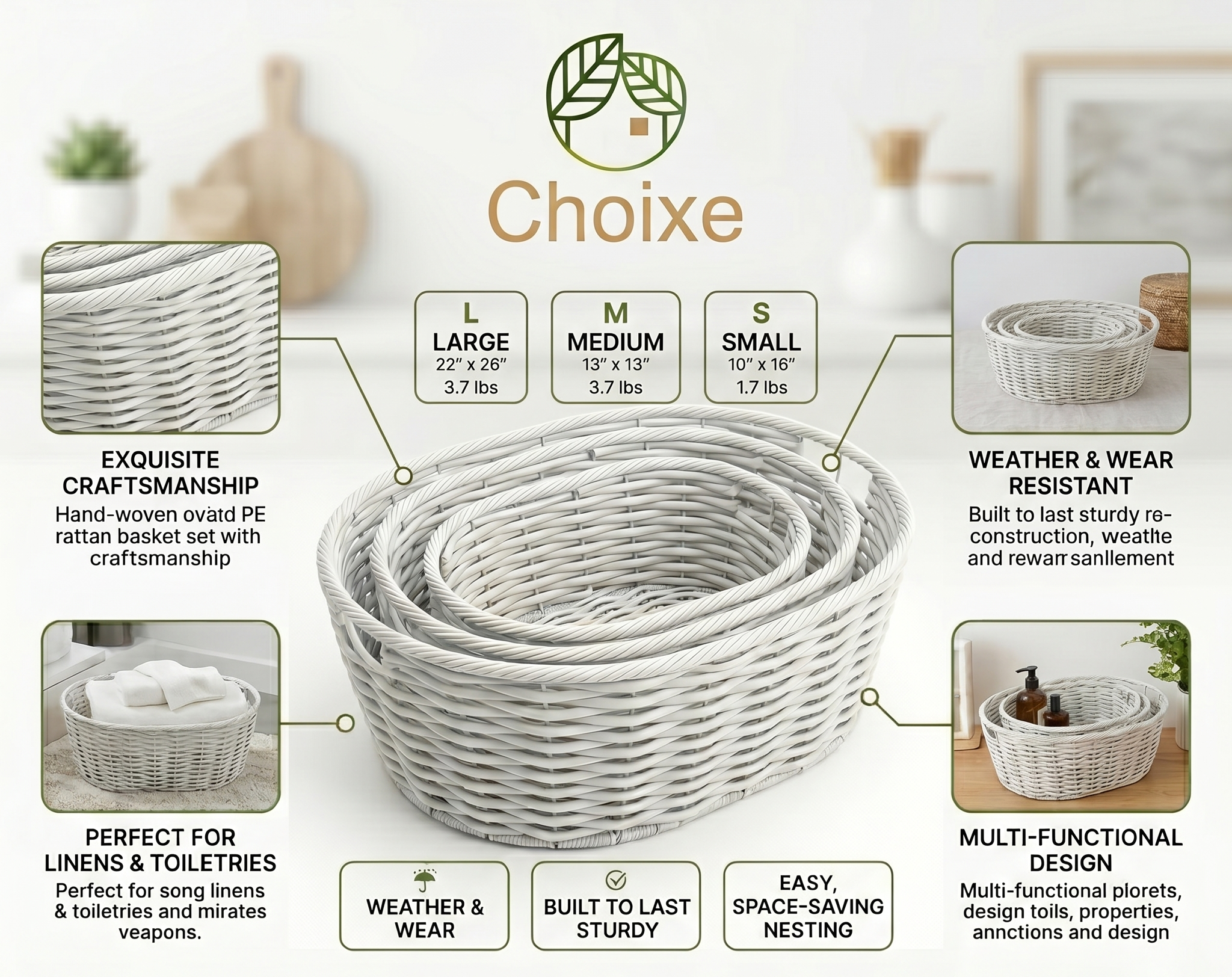 Multi-Purpose Nesting Basket 3-Piece Set