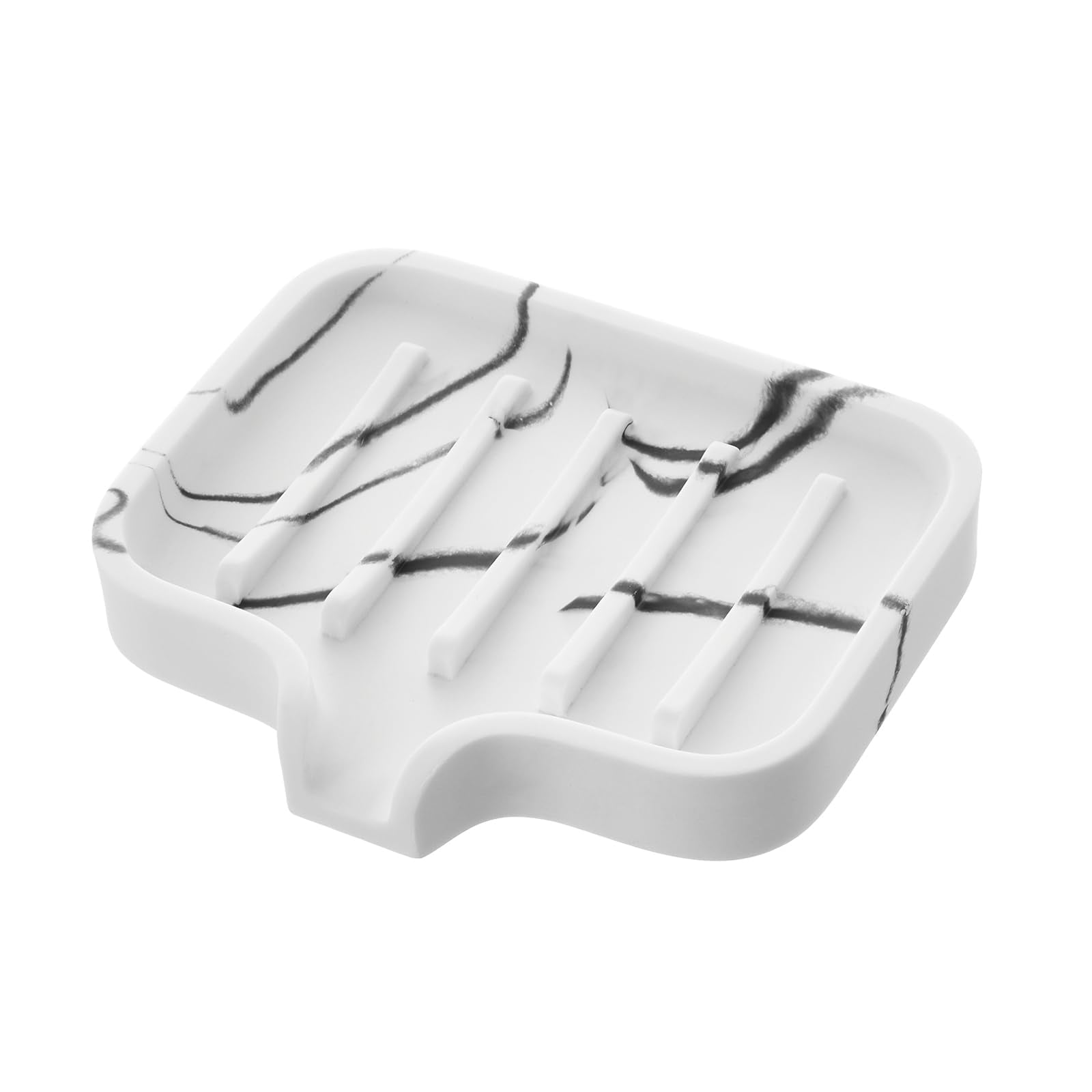 Self-Draining Soap Dish with Marble-Look Resin Finish