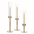 Hewory Black Candlestick Holders Hurricane Candle Holder 3Pcs Candle Stick Candle Holder Candelabra Taper Candle Holders with Glass Candle Cover for Wedding Table Centerpiece Christmas Decor