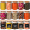 8 oz Glass Jars with Airtight Bamboo Lids, Set of 15