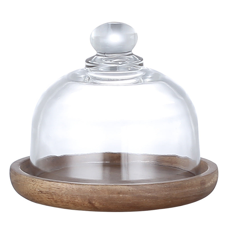 Mini Dessert Display Tray with Glass and Wood Base