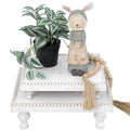 SwallowLiving Rustic White Square Wood Tray Riser Farmhouse Pedestal Stand with Beaded Edge for Decor Wooden Finish Cupcake Display for Cakes and Decorative Items 11.8 inches
