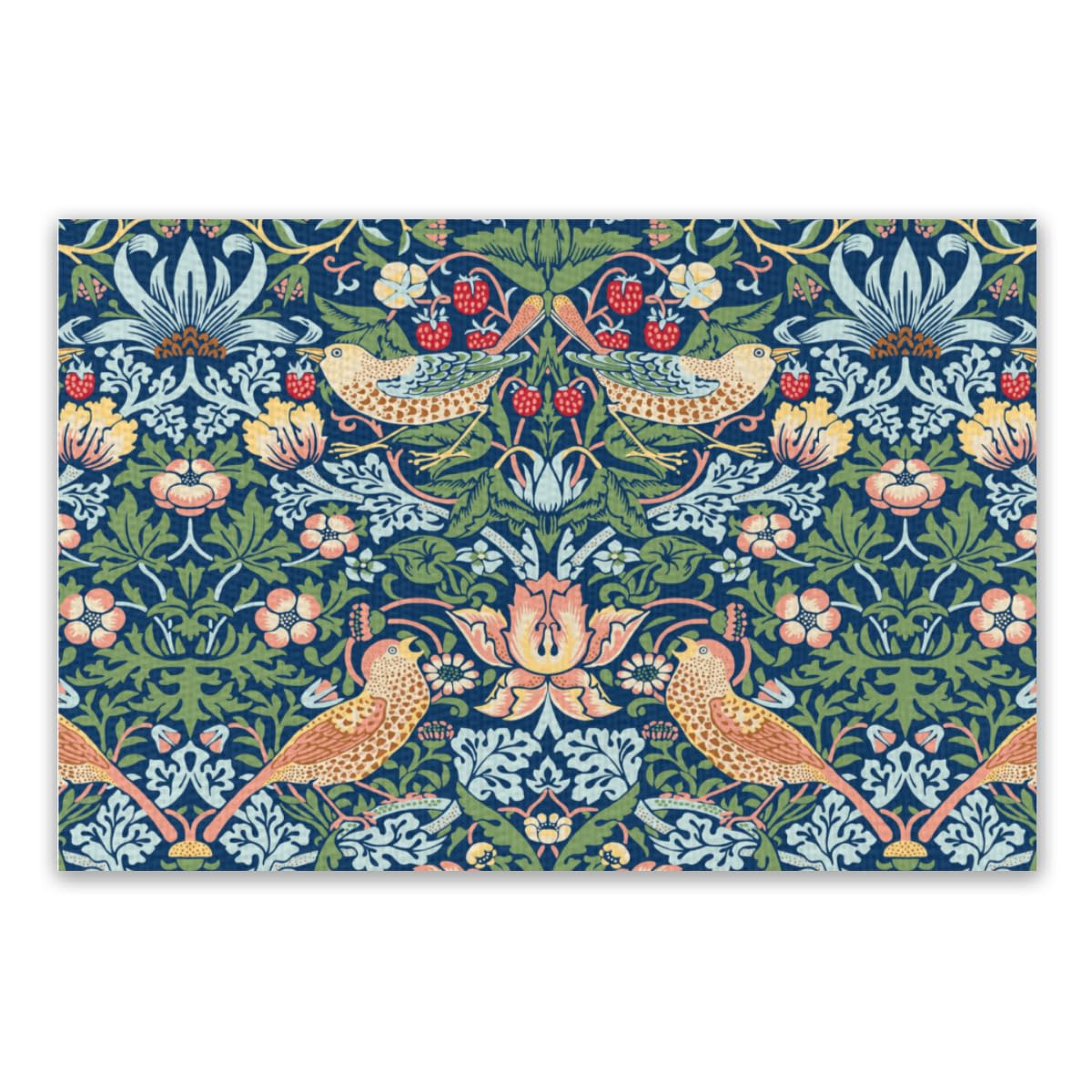 Floral Bird Linen Placemats, Set of 6, William Morris Style