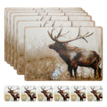 Faux Leather Placemats, Set of 6, Deer Design, Waterproof
