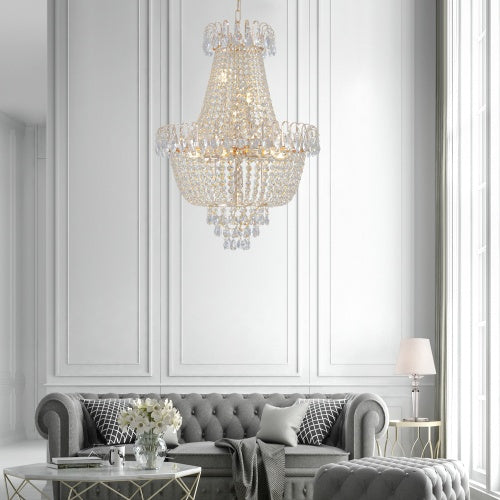 Golden Crystal Chandelier, Large Modern Luxury Style