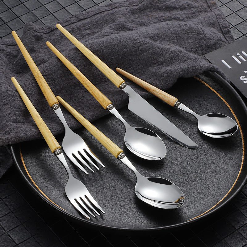 Wood-Handle Cutlery Set