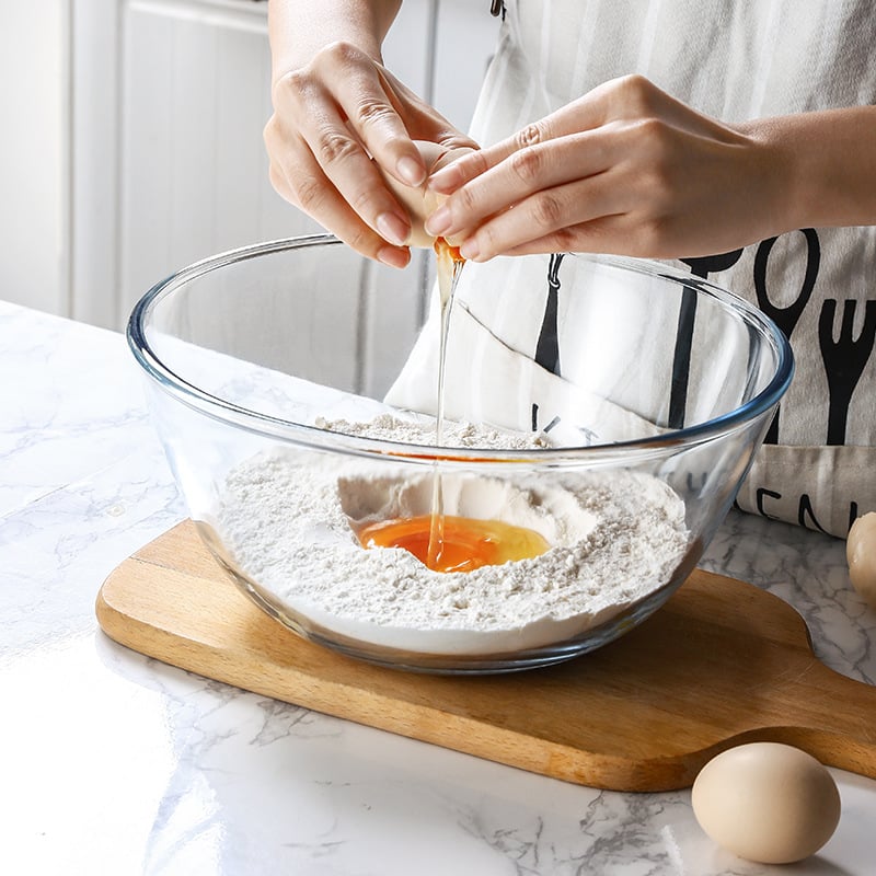 Japanese-Style Transparent Glass Large Salad Bowl