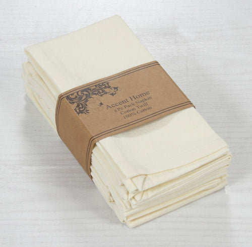 ACCENTHOME Cloth Napkins, 18x18 Inch, Set of 6, Cream