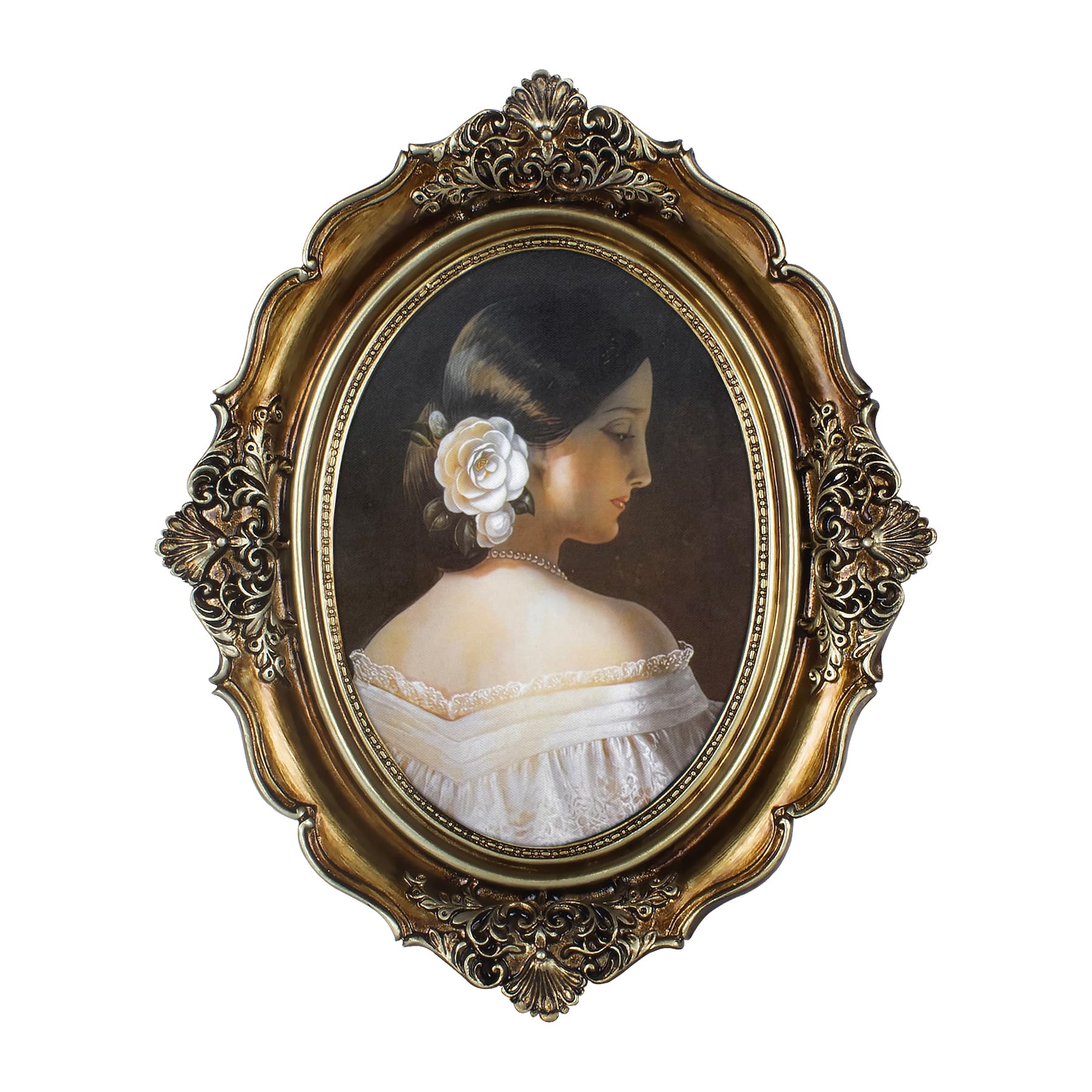 Daimix 5x7 Bronze Antique Oval Picture Frame Retro Art Deco Frames Vintage Gold Photo Frames for Tabletop or Wall Hanging Glass Front