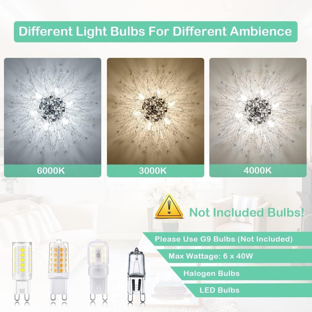 Crystal Recessed Chandelier, Modern Satellite Style